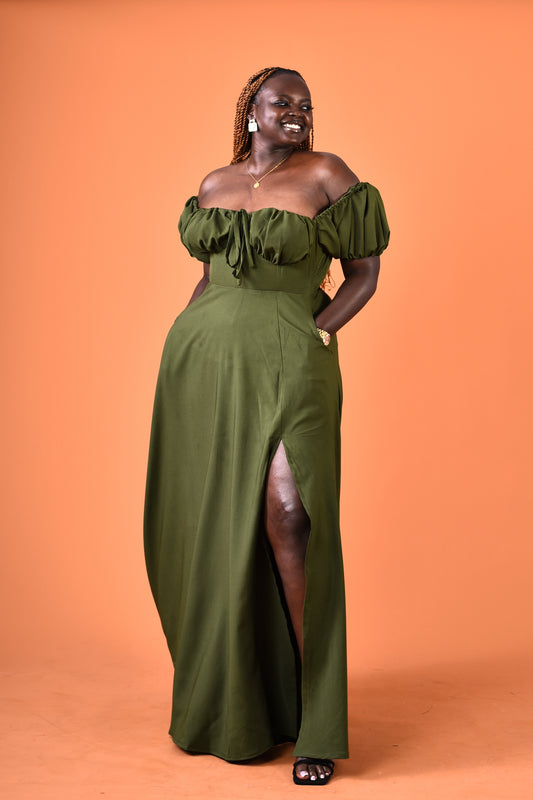 Nungwi Dress Jungle green-Plain