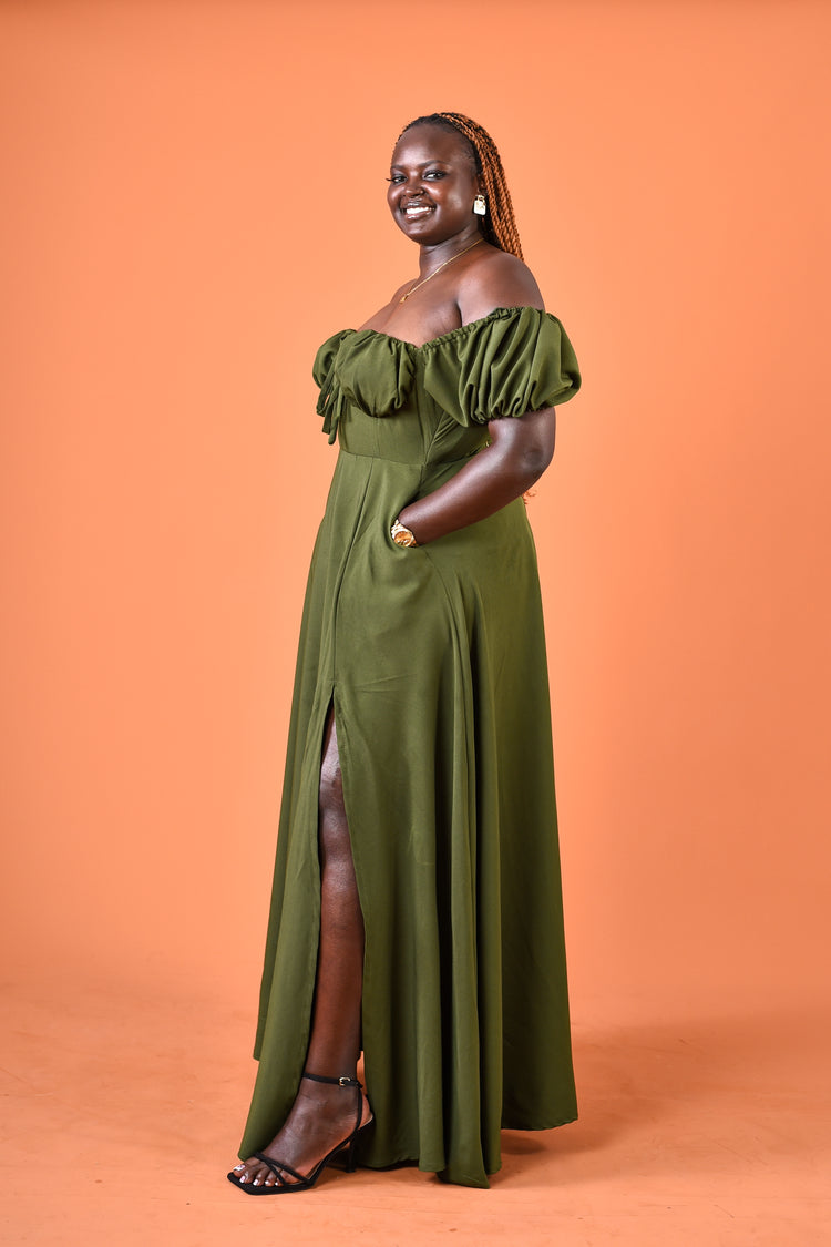 Nungwi Dress Jungle green-Plain
