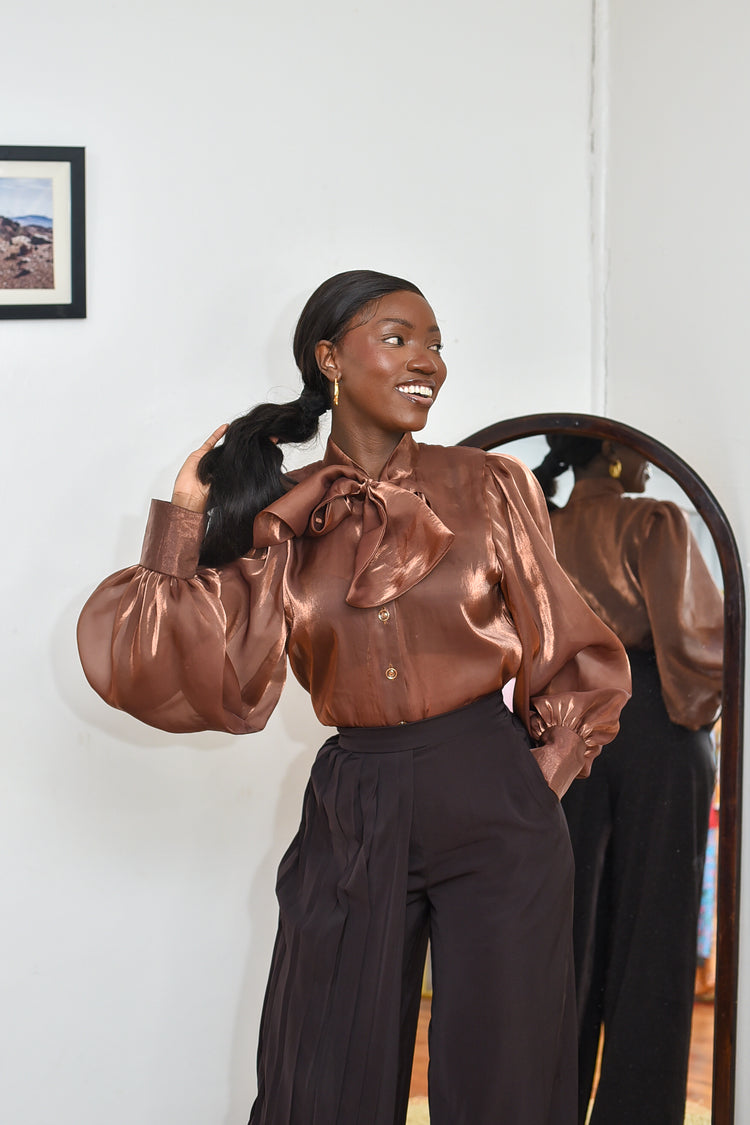 Nyota Organza Shirt- Brown