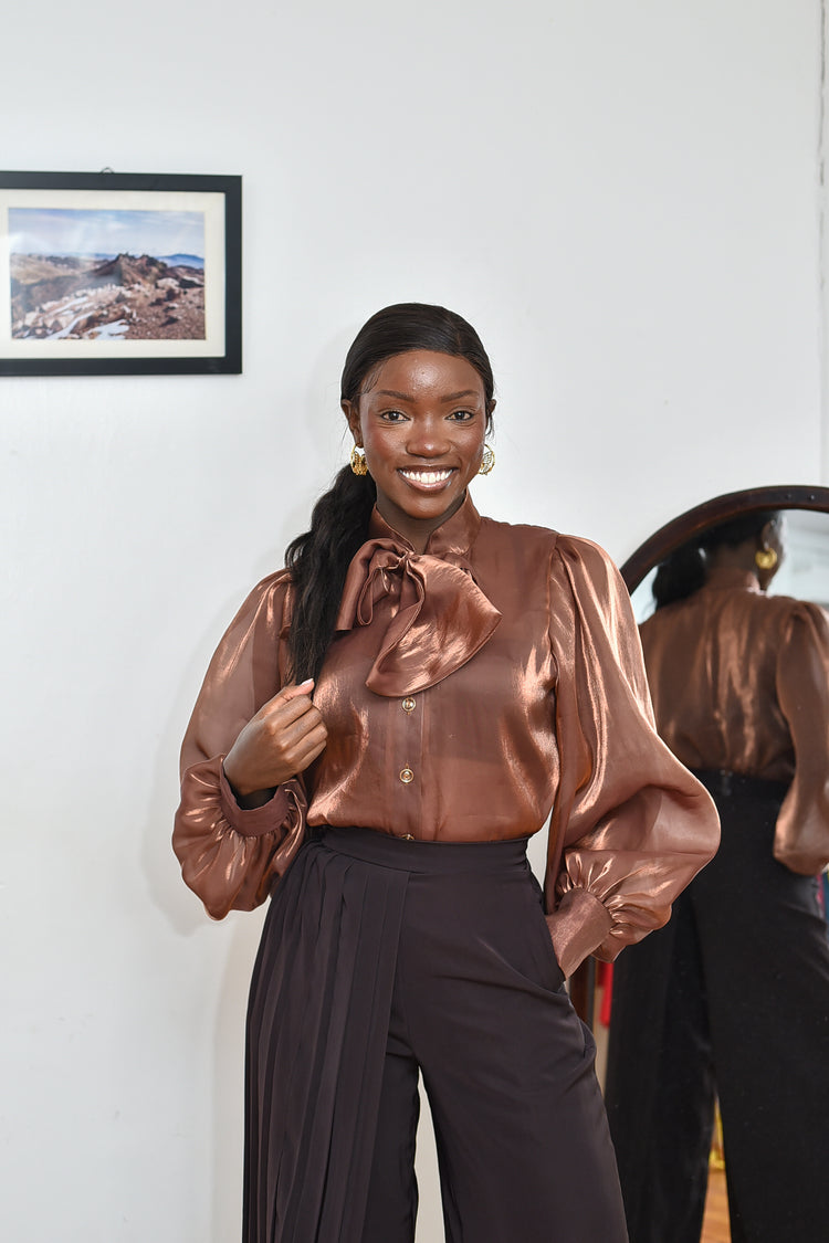 Nyota Organza Shirt- Brown