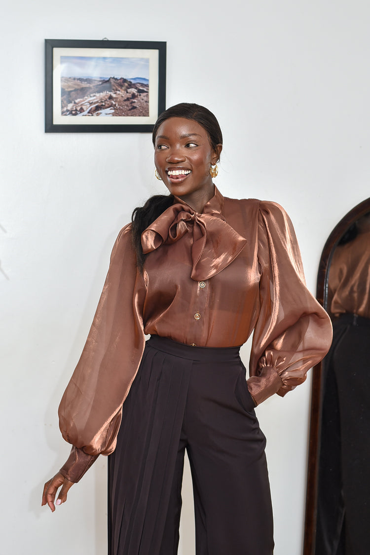 Nyota Organza Shirt- Brown