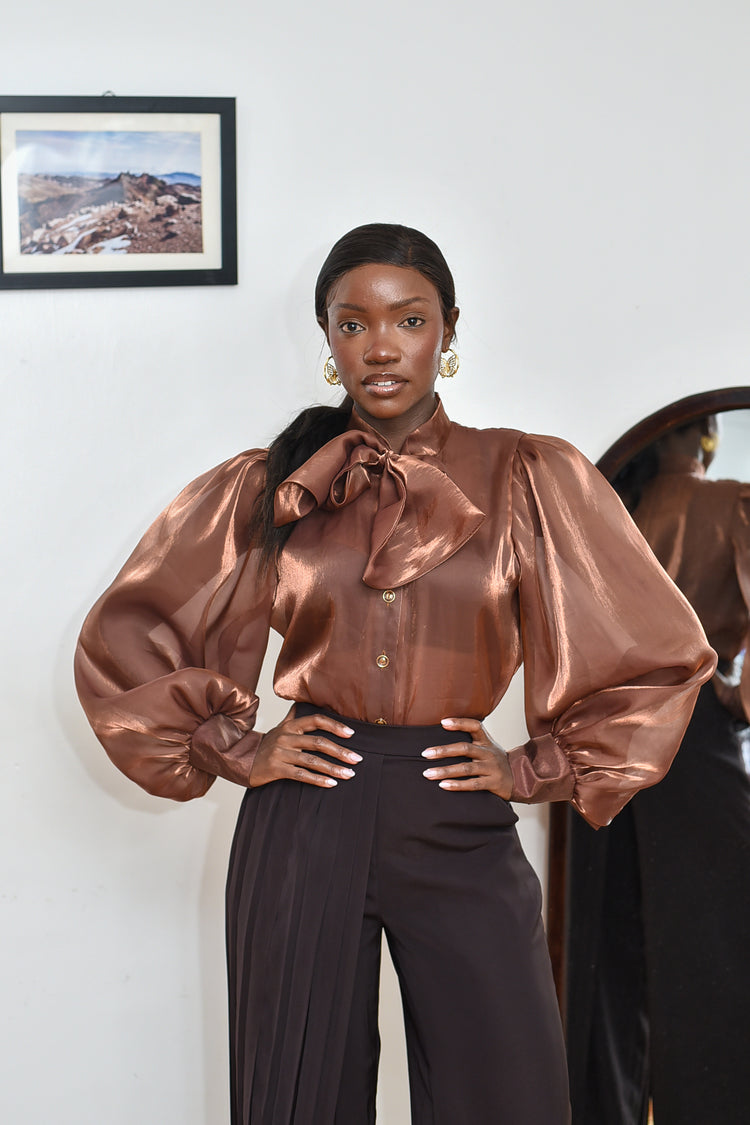 Nyota Organza Shirt- Brown