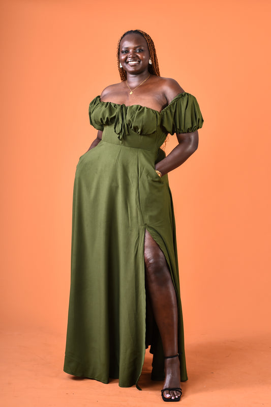 Nungwi Dress Jungle green-Plain