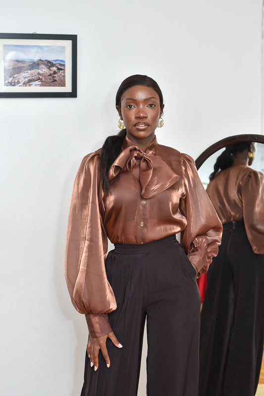 Nyota Organza Shirt- Brown